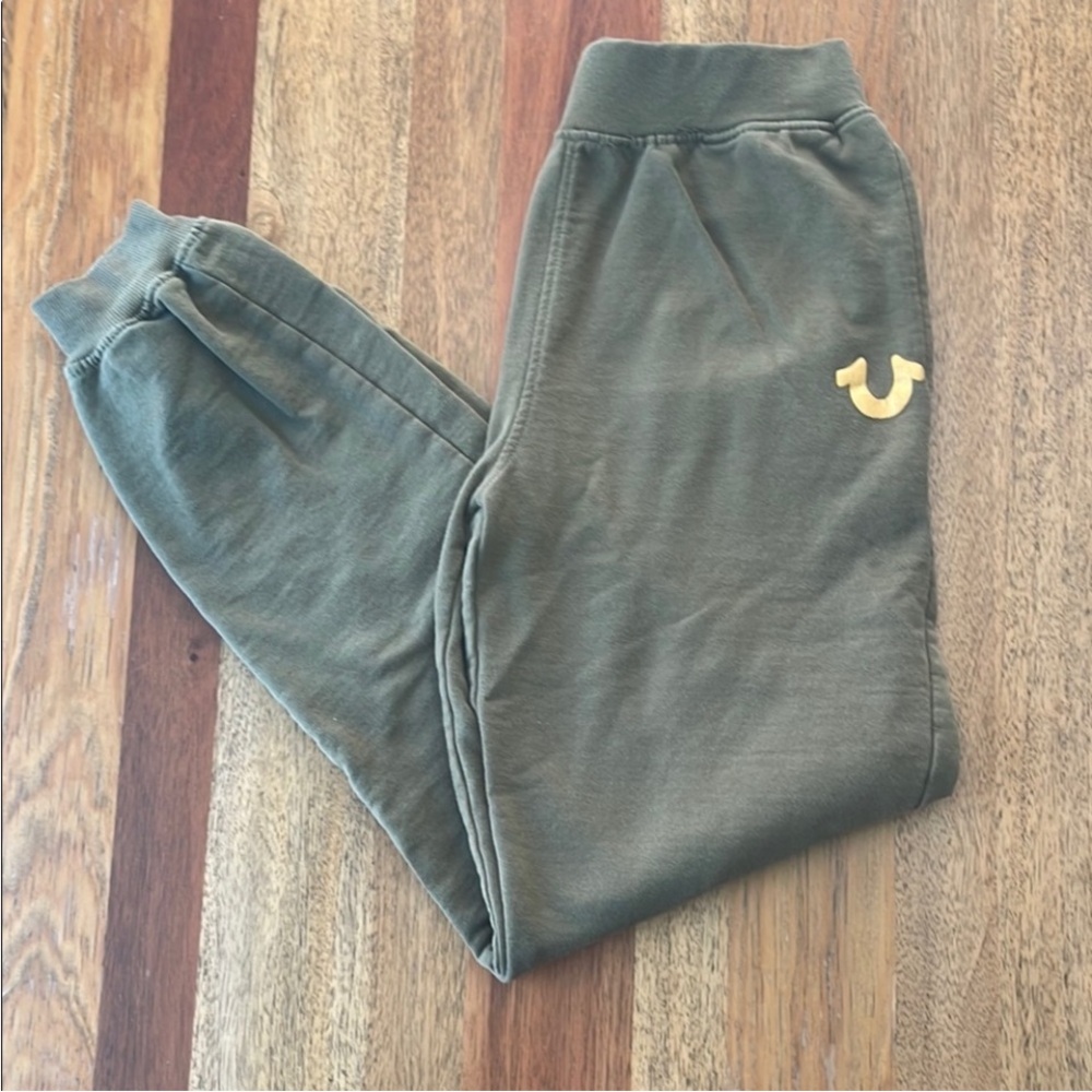 True Religion Kids Olive Joggers with Gold Logo
